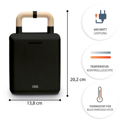 Ade wafel en tosti ijzer 2 in 1 zwart - afb. 3