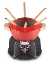 Le Creuset fondueset houten grepen kersenrood