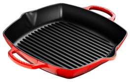 Le Creuset vierkante diepe grillplaat 30 cm kersenrood