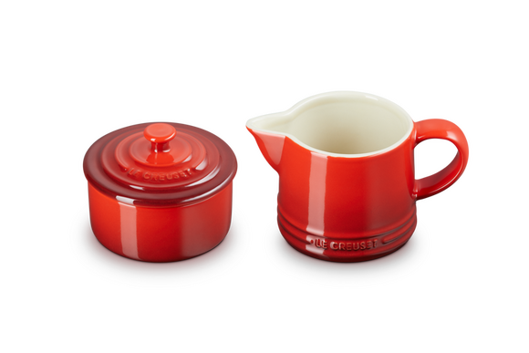 Le Creuset aardewerk melk- en suikerset Kersenrood - afb. 2