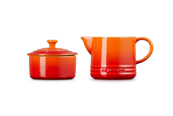 Le Creuset aardewerk melk- en suikerset Oranjerood - afb. 3