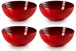 Le Creuset aardewerk ontbijtkom 16 cm kersenrood per stuk