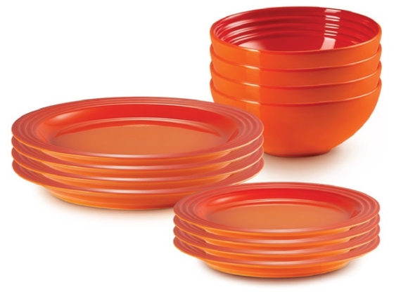 Le Creuset aardewerk servies 12 delig ORANJErood - afb. 1