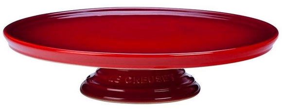 Le Creuset aardewerk taartstandaard 30 cm kersenrood - afb. 1