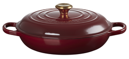 Le Creuset braadpan Campagnard 30 cm rhone messing knop