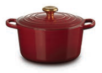 Le Creuset braadpan hoog Signature rond 24 cm 5 liter rhone messing knop