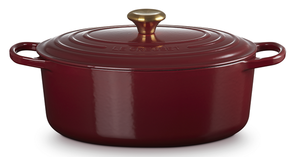 Le Creuset braadpan Signature ovaal 29 cm rhone messing knop - afb. 2