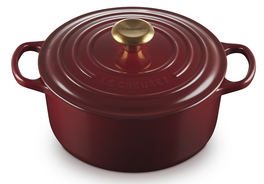 Le Creuset braadpan Signature rond 20 cm rhone messing knop