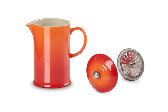 Le Creuset cafetiere koffiezetter aardewerk 1 ltr 22 cm oranjerood - afb. 4