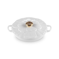 Le Creuset campagnard bloesem signature braadpan 26 cm Wit met messing kleur knop