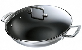 Le Creuset Magnetik anti-aanbak wok met glazen deksel 30 cm