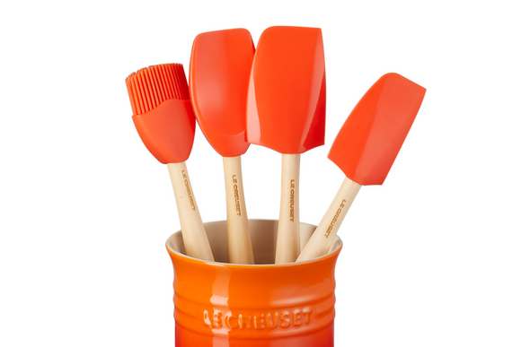 Le Creuset Premium spatelpot met 4 tools oranjerood - afb. 2