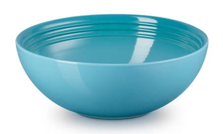 Le Creuset aardewerk serveerbowl 24 cm caribbean blue - afb. 1