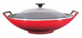 Le Creuset wok met deksel 36 cm kersenrood