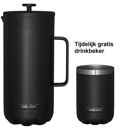 Scanpan dubbelwandige French Press koffiezetter black + drinkbeker - afb. 1