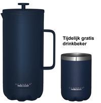 Scanpan dubbelwandige French Press koffiezetter oxford blue + drinkbeker