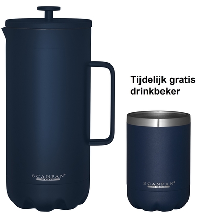 Scanpan dubbelwandige French Press koffiezetter oxford blue + drinkbeker - afb. 1